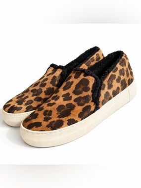 Vince Camuto Leopard Print Slip-On Flats in Brown and Black